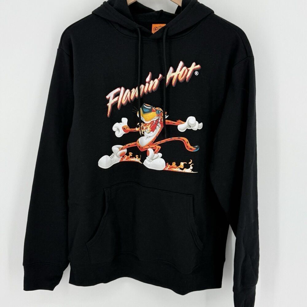 Cheetos Flamin Hot Hooded Sweatshirt Adult Medium Black Hoodie Pullover Casual